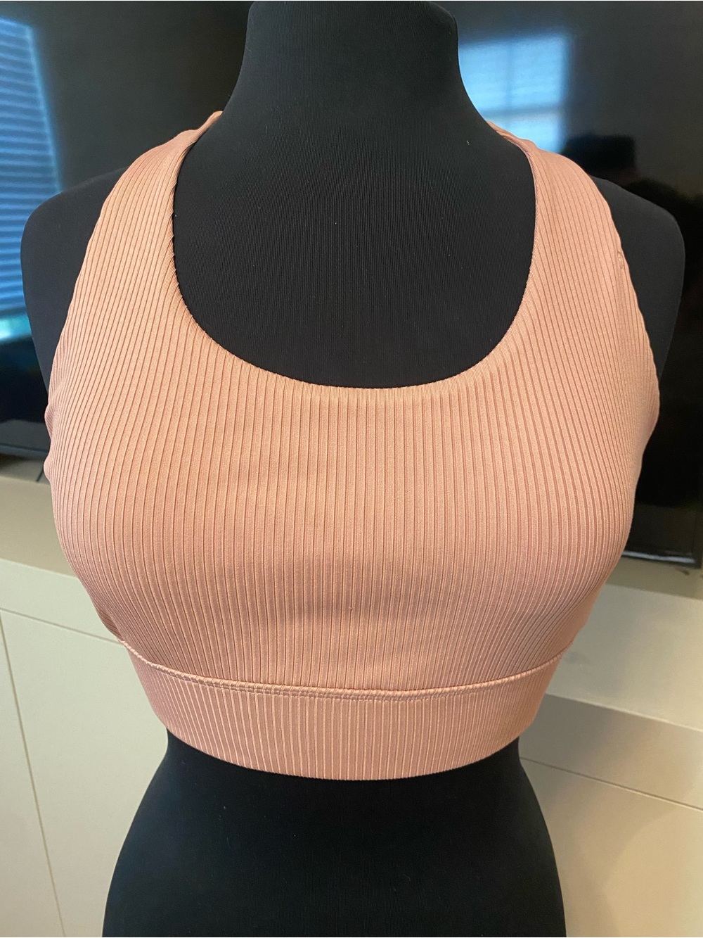 Ribbed Scoop Neck Pink Sports Bra Forever 21 Women’s Large